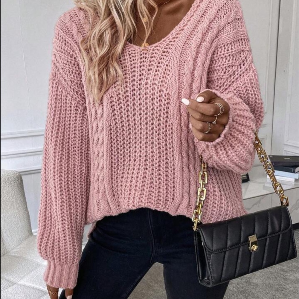 SHEIN Unity Cable Knit Drop Shoulder Sweater NWOT